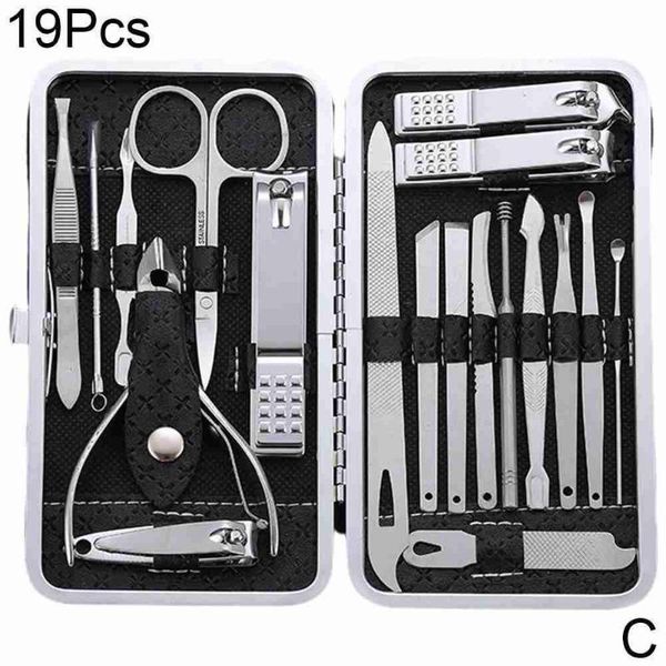 

nail art kits 19pcs/set pruning clippers cutting pliers set single groove pedicure inflammation dead skin manicure tool