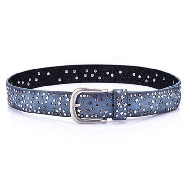 

fashion cool alloy button metal rivet women's belt wide jeans pu cattle trouser clothing accessories belts, Black;brown