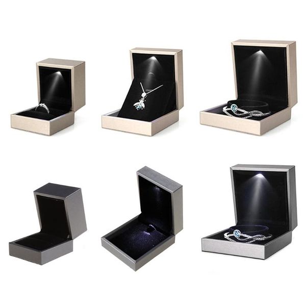 

jewelry pouches, bags led light display bracelet necklace wedding engagement ring box storage case holder, Pink;blue