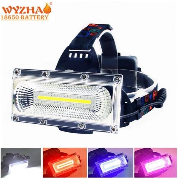 

headlamp led torch work fishing lamp usb charge headlight red blue white light mode use 3*18650 battery lighting headlamps