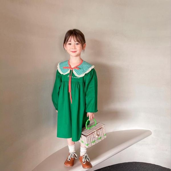 

girl's dresses 2021 korea style girls dress fashion cotton autumn full sleeve 1-7 years ws913, Red;yellow
