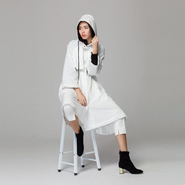 

women's trench coats 2021 coat for women long sleeve hooded female loose outwear, Tan;black