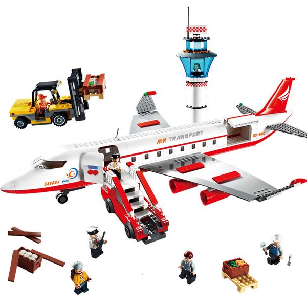 

city aviation airport private jet plane large passenger aircraft building blocks kit bricks classic model toys for children gift 1008