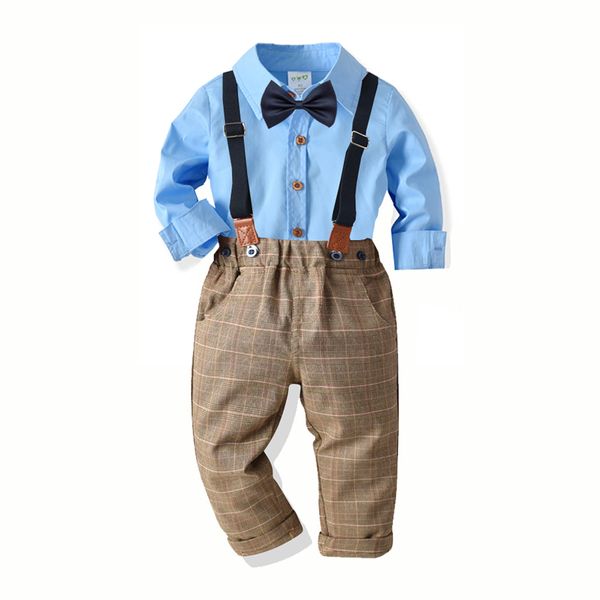 

cross-border children's clothing gentleman set boys lead long-sleeved shirts with long trousers, White