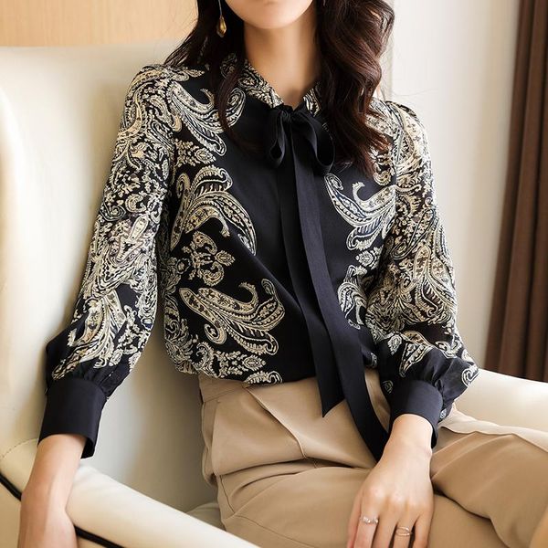 

women's blouses & shirts 100% silk female long sleeve shirt korean blouse women elegant spring autumn 2021 blusas mujer pph, White