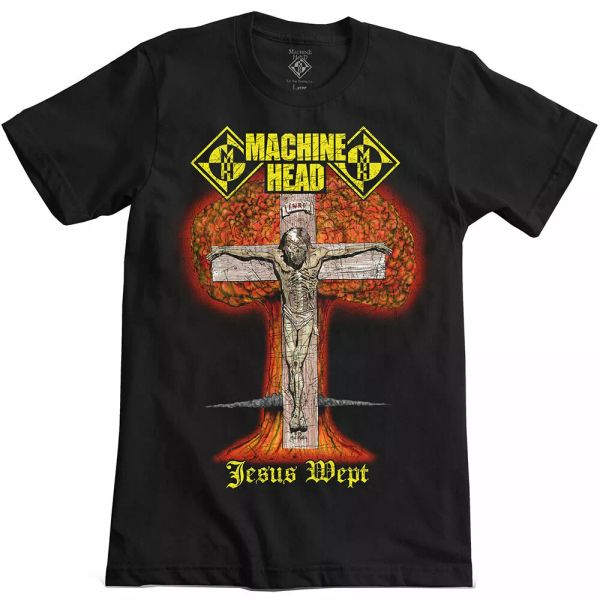 

machine head jesus wept authorized men t-shirt, White;black