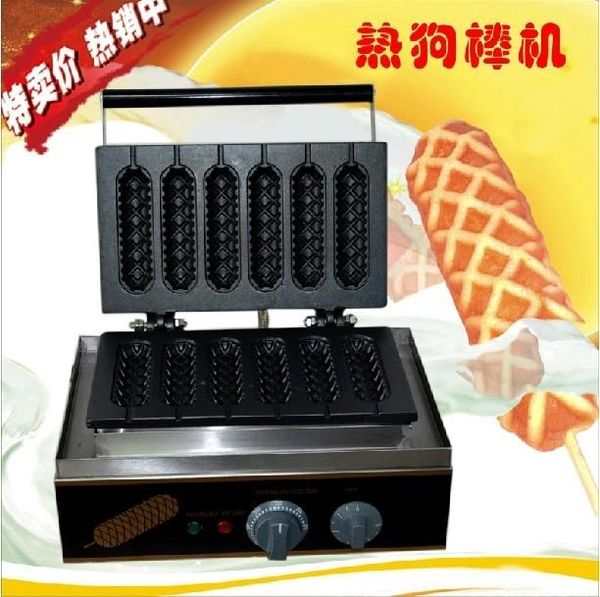 

units/lot fy-119 model electric 110v 220v 6 pcs dog waffle machine lolly stick bread makers