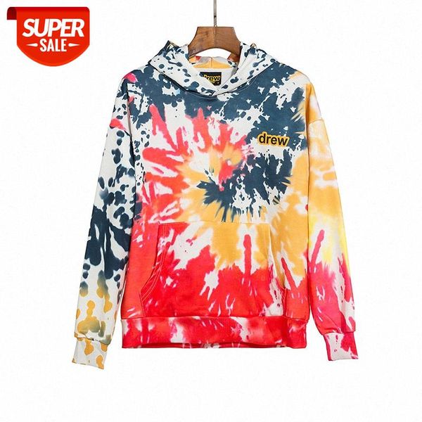 

bieber smiley drew tie-dye hoodie os loose sweater jacket #qw5g, Black