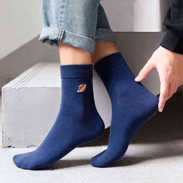 

[cosplacool]new business embroidery planet men 5 color yarn cotton sokken cool funny socks men's big size skarpetki meias, Black