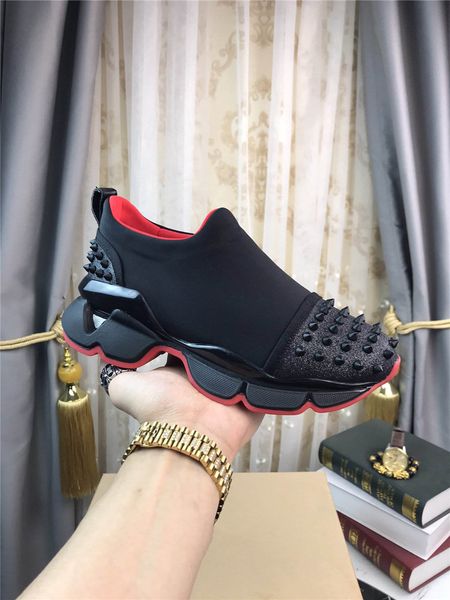 

designer luxury red bottom men women casual spikes rivets rhinestone shoes dress party walking shoes sneakers chaussures de sport with box s, Black
