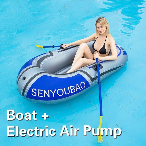 

rafts/inflatable boats thickening pvc inflatable raft river lake dinghy kayak canoe pump drifting fishing rowing air boat with electric