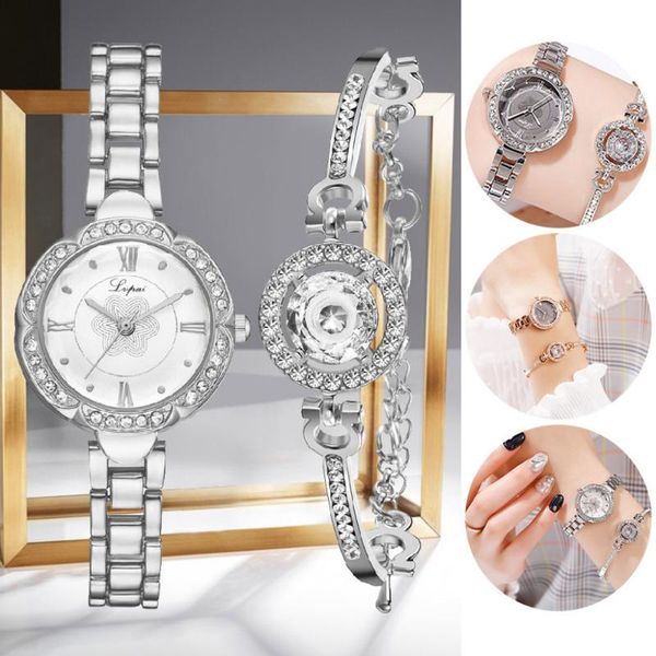 

european beauty simple casual fashion small and delicate bracelet watch suit wristwatches, Slivery;brown