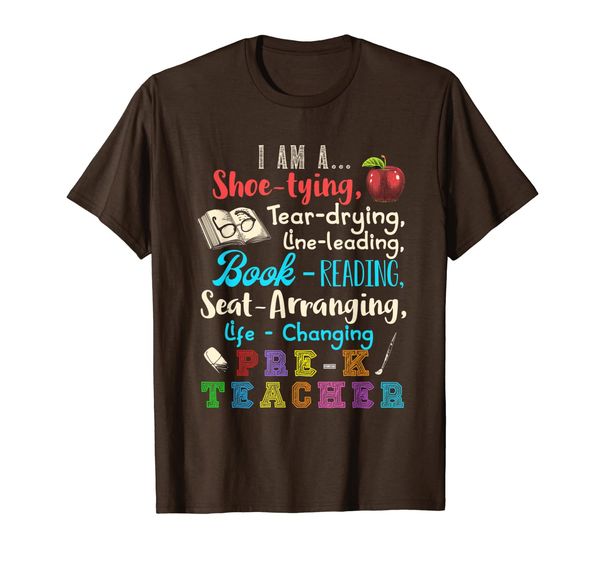 

i am a shoe-typing tear-dying pre-k teacher t-shirt, White;black