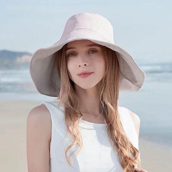 

wide brim hats summer hepburn style vintage design straw hat women girls solid color side beach holiday big sun cap outdoor, Blue;gray