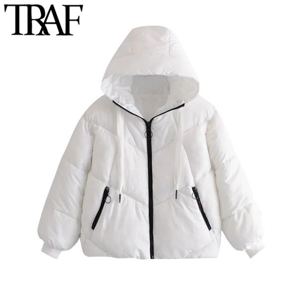 

women fashion thick warm hooded parkas loose padded jacket coat vintage long sleeve female outerwear chic 210507, Black