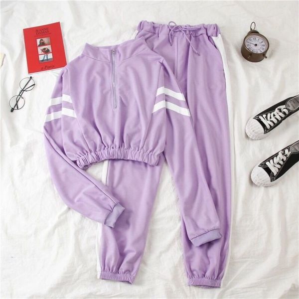 

new spring and autumn korean version net red foreign style leisure sportswear women's short sweater leggings two-piece set, Gray