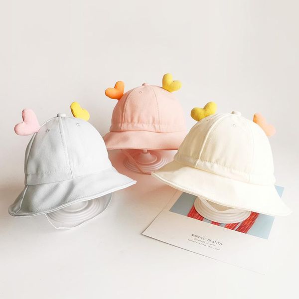 

cute love baby hats summer breathable cotton boys girls bucket hat solid color infant toddler sun beach cap adjustable kids caps &, Yellow