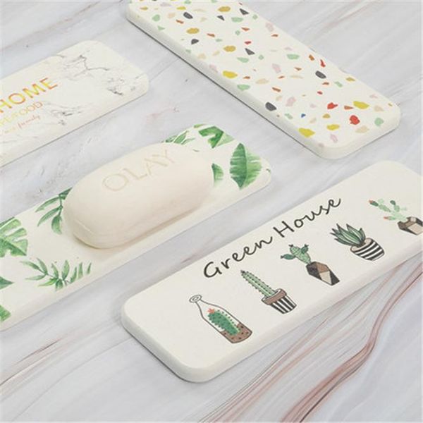 

bathroom storage & organization 2pcs diatomite soap pad organizer rack water absorption deodorant shelf sponge stand kitchen accessory