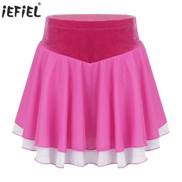 

summer kids girls skirts sports performance cheerlearding mini skirt clothes soft chiffon ice skating short pleated