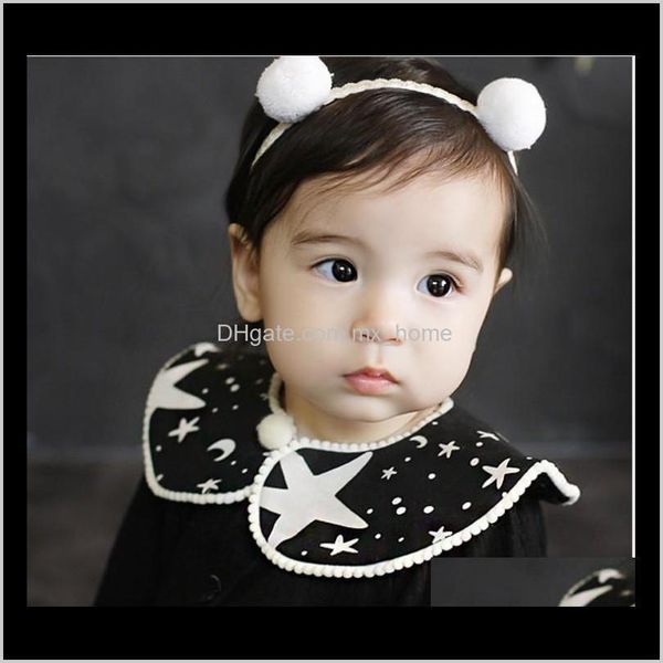 

baby, & maternity drop delivery 2021 princess baby kids double fur balls beach bands bandanas child hair accessories headbands band black wh, Slivery;white