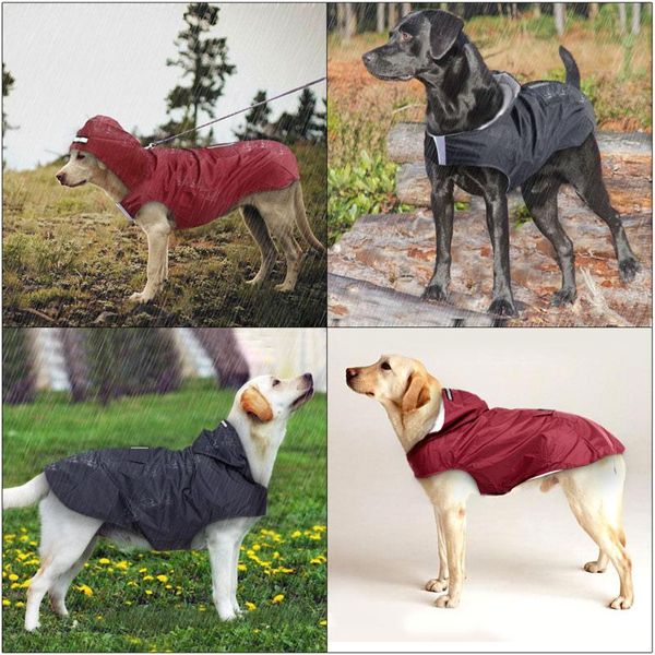 

dog apparel reflective raincoat waterproof packable rain poncho wear clothes jacket for medium large dogs
