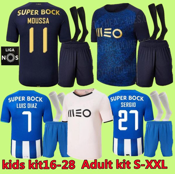 

kids kit 21 22 porto soccer jerseys home away 2021 2022 sergio oliveira mehdi moussa luis diaz mateus evanilson pepe fourth football shirt o, Black;yellow