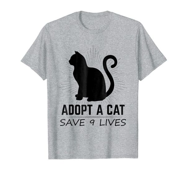 

adopt a cat save 9 lives t-shirt | cat adoption pun shirt, White;black