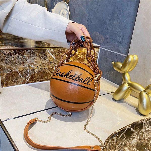 

evening bags woman fashion pu leather basketball shoulder teenager women design chain casual zipper tote messenger crossbody