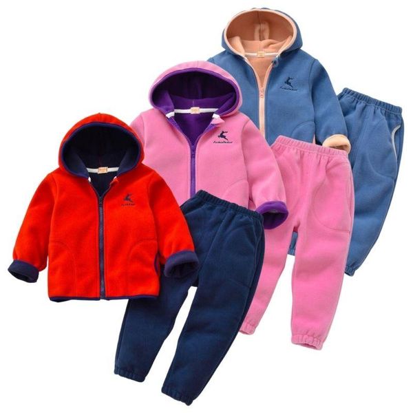 

clothing sets winter warm children's kids fleece shake suit boys cap long sleeve 2pcs for 3-8 years, White