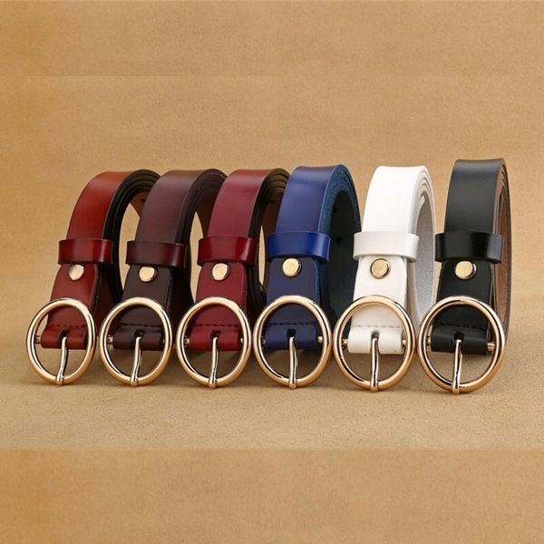 

belts luxury fashion women's genuine leather brand waistband design metal round pin buckle female jeans belt, Black;brown
