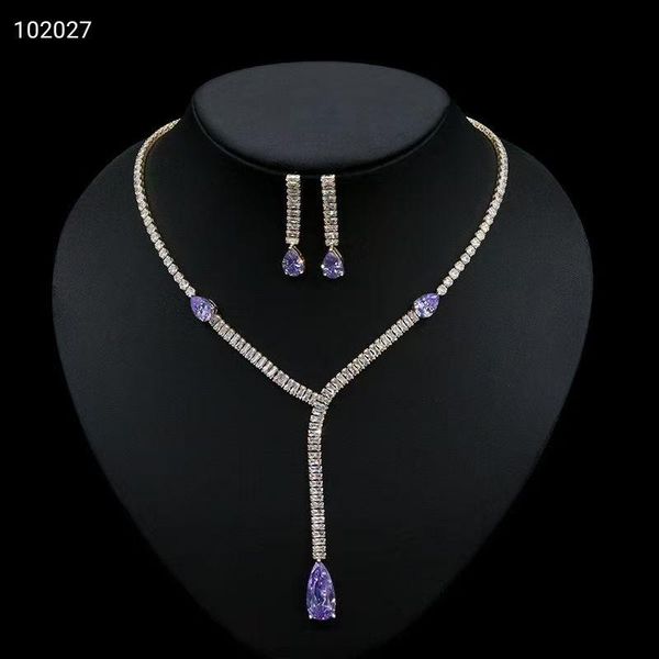 

earrings & necklace jankelly luxury 2pcs bridal zirconia jewelry sets for women party, dubai nigeria cz crystal wedding, Silver