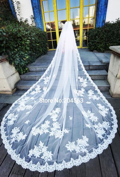 

bridal veils romantic one-layer lace wedding cathedral veil for bride with comb accessories, Black
