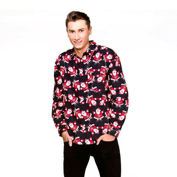 

men's casual shirts men shirt santa snowman reindeer novelty xmas fancy dress blouse, White;black