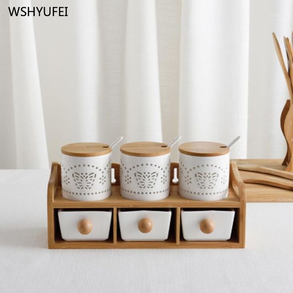 

storage bottles & jars direct selling kitchen supplies ceramic set seasoning jar bottle with lid korean creative hollow enamel spoon