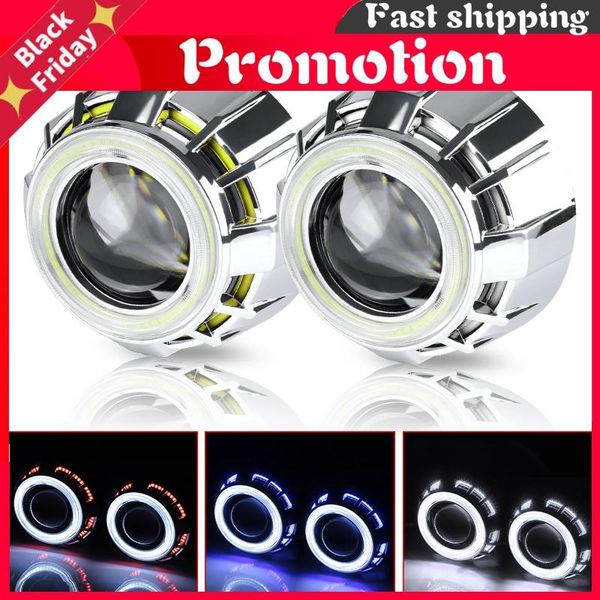 

other lighting system 3.0 4.0 inch dual angel eye 2.5 bi led projector lenses white red blue lens retrofit h7 h4 car headlight assembly