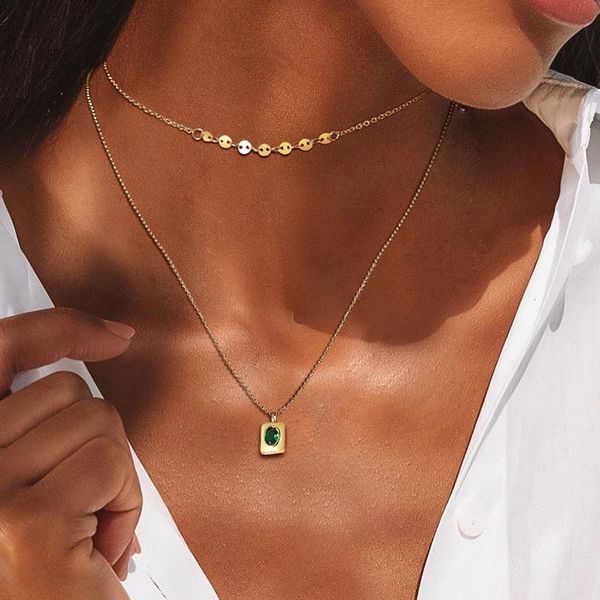 

chokers exquisite mini coin charm choker necklaces for women,retro green stone collar jewelry, gold color metal party gift her, Golden;silver