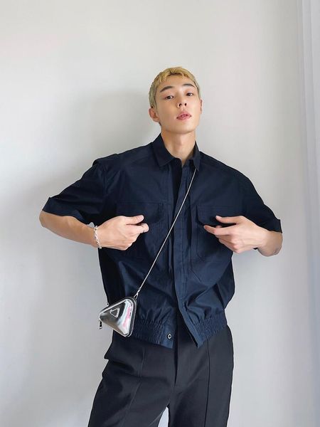 

men's casual shirts xs-6xl 2021 men women's clothing fashion elastic design tibetan blue cotton short sleeve shirt plus size costu, White;black