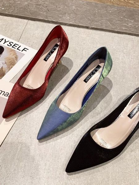 

spring and autumn korean style pointed pump women's shoes all-match stiletto high heels dress, Black