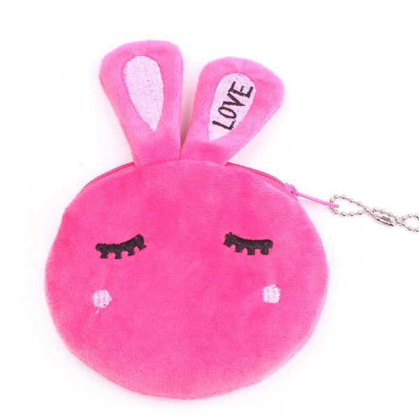 

korean version small zero wallet women cartoon plush key bag coin cute, White