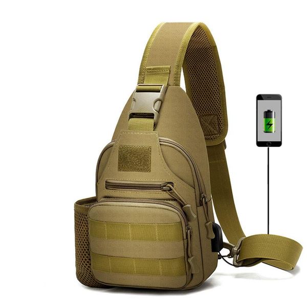 Bolsas ao ar livre 600d Saco de ombro tático à prova d'água USB Exército militar Campo de camping backpack Utility Travel Trekking