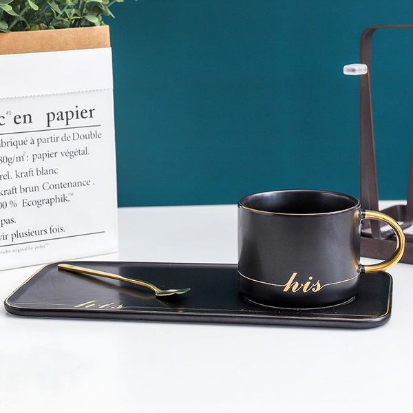 

cups & saucers european ceramic coffee cup set creative simple gold rim with spoon turkish travel tazas and be50mu