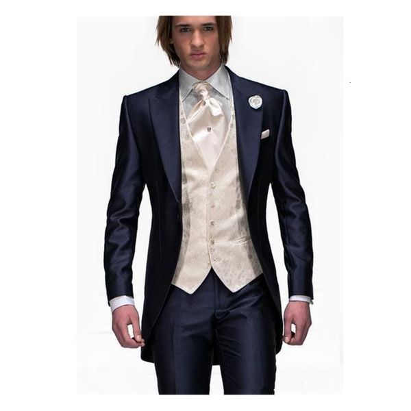 

men's suits & blazers classic navy blue-fashion men's suits standard men vest hombre fashion groom male wedding three parts 8v75, White;black