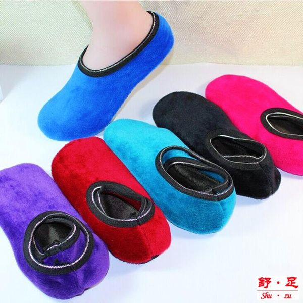 

socks parent-child early autumn and winter kids pure color wool thickening non-slip floor baby short sock, Pink;yellow