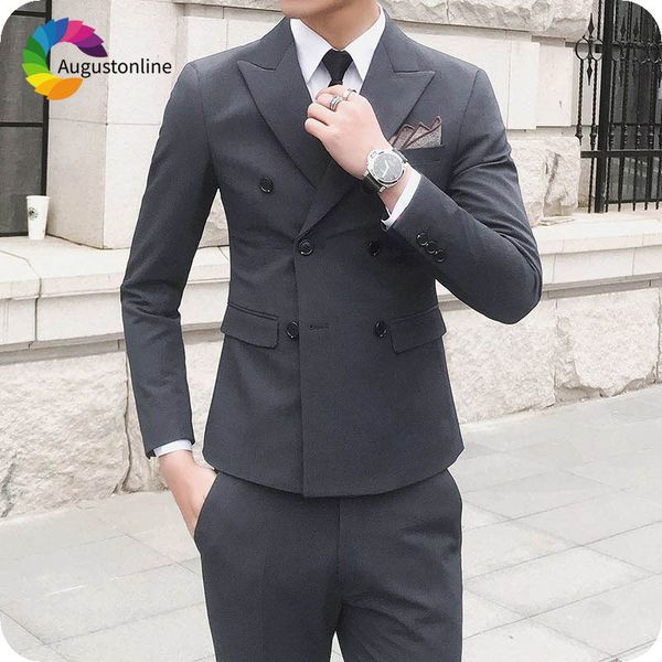 

men's suits & blazers grey men latest coat pant designs slim fit groom tuxedo casual male 2piece jacket pants terno masculino cost, White;black