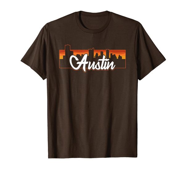 

vintage style retro austin texas sunset skyline t-shirt, White;black