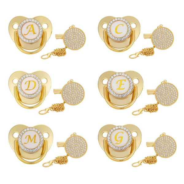 

pacifiers# 26 name initial letters baby pacifier clips chain silicone infant nipple bling born dummy bpa soother
