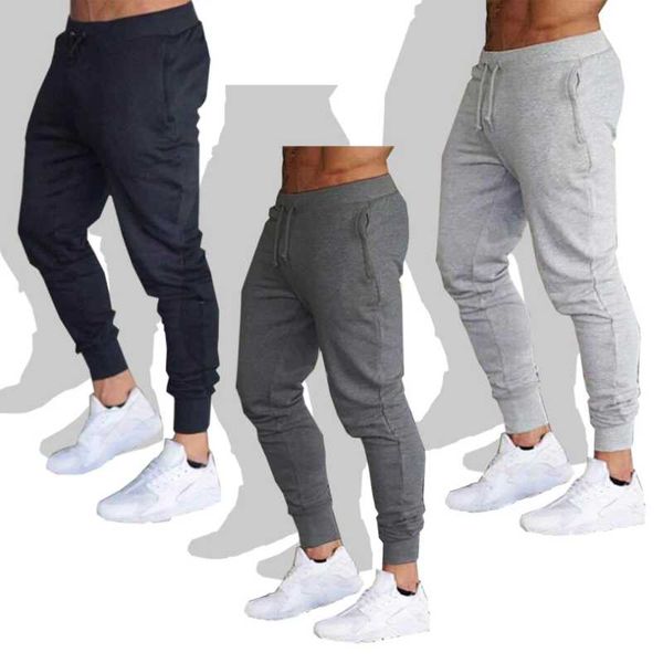 

jogging pants men sport sweatpants running joggers cotton trackpants slim fit bodybuilding trouser men's, Black