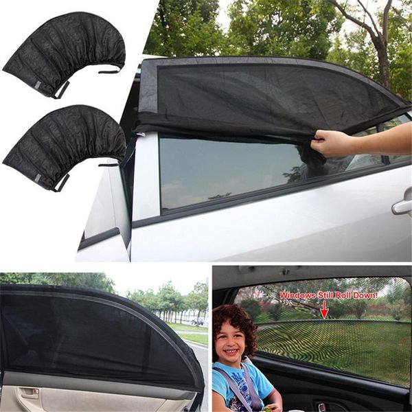 

car sunshade 4pcs front & rear side window sun visor shade mesh cover insulation anti-mosquito fabric shield uv protector