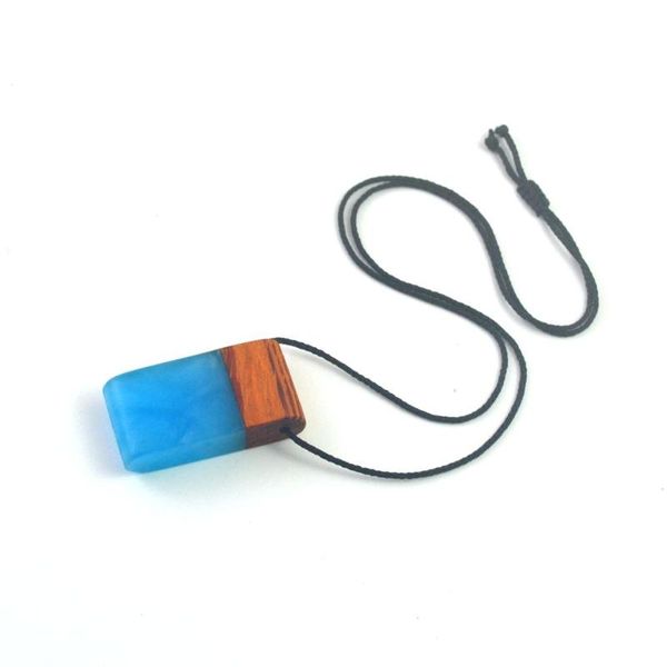 

rectangular rope, resin wood necklace, fashion jewelry pendant for men and women necklaces, Silver