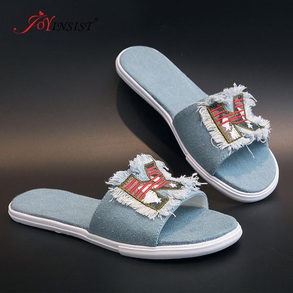 

slippers summer women buckle strap flip fashion female flat slides non-slip ladies solid outdoor casual shoes denim, Black
